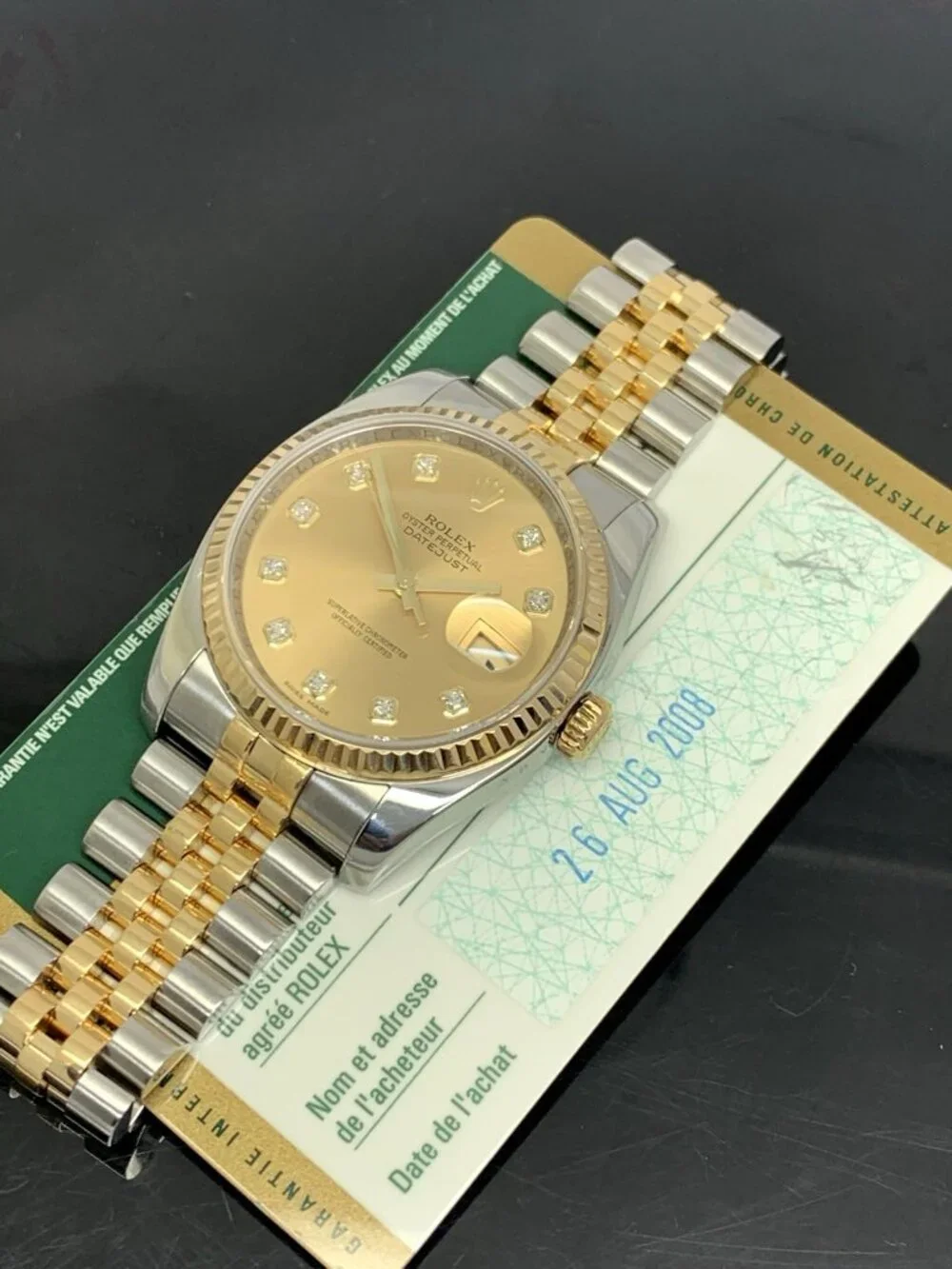 Rolex Datejust Watch 116233 Swiss Automatic Diamond Dial 18K Gold & Steel 36mm